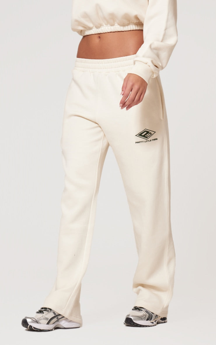 Grey Marl Embroidered Straight Leg Joggers