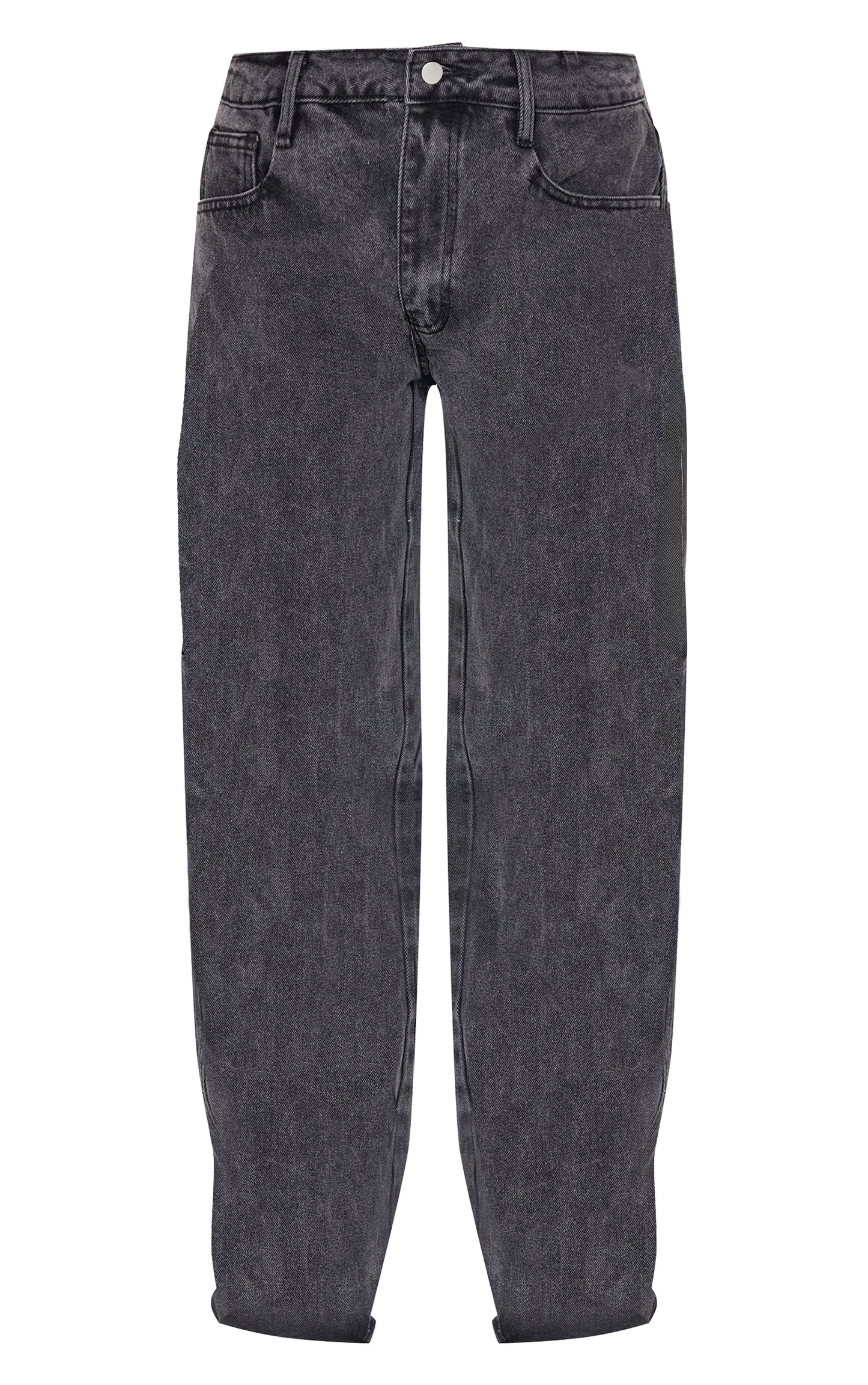 Mid Blue Wash Turn Up Hem Barrel Style Jeans