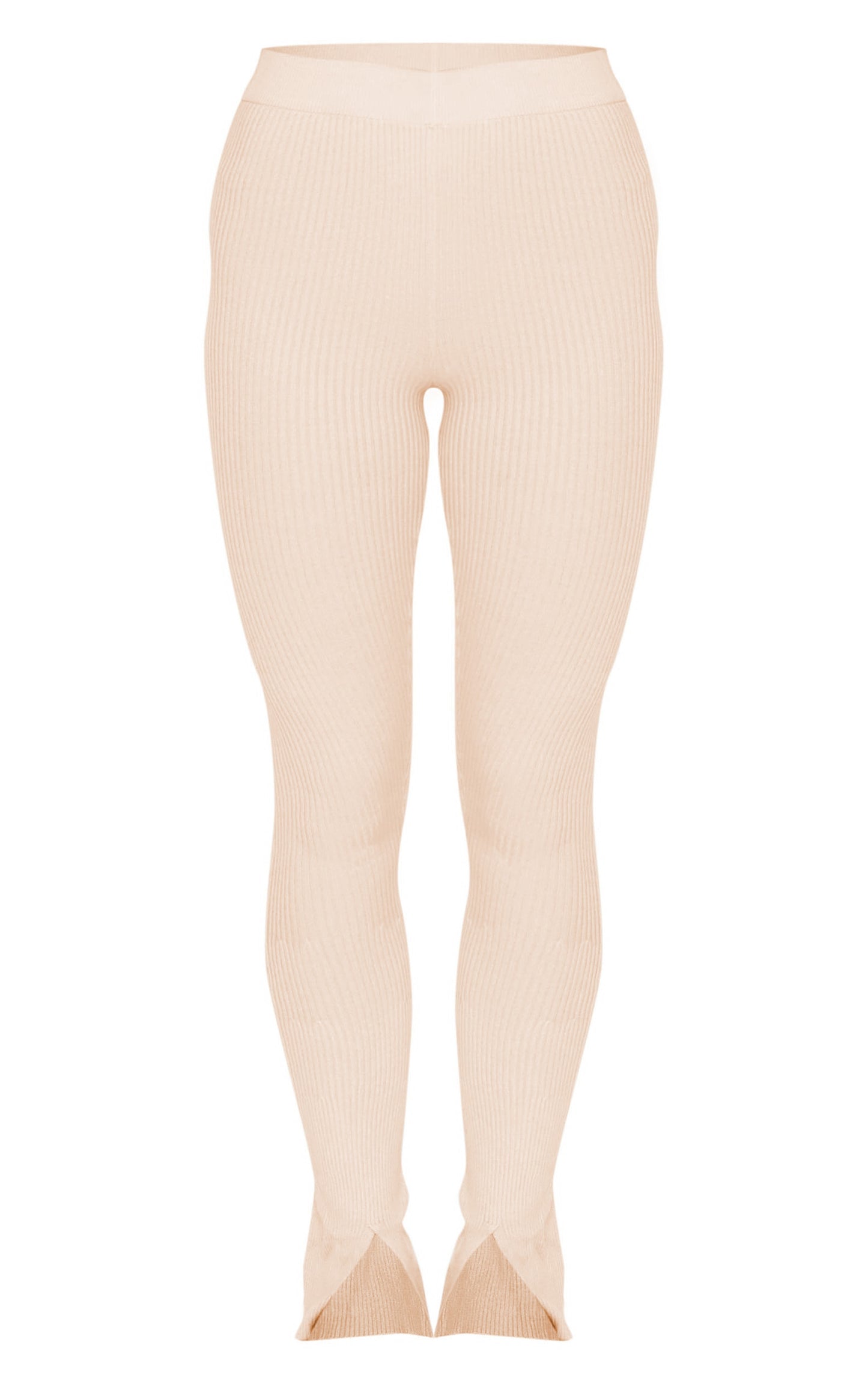 Black Knitted Split Hem Flare Trousers