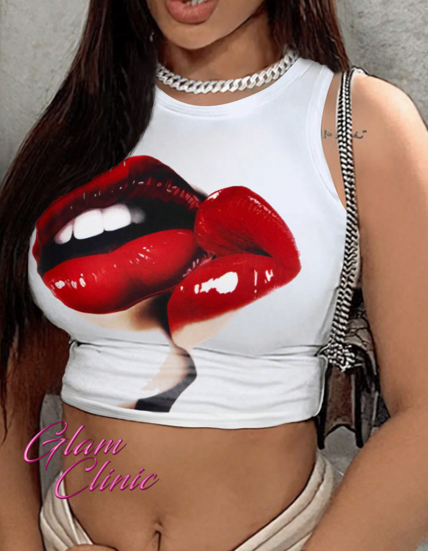 Red Lips Short Sleeve Top