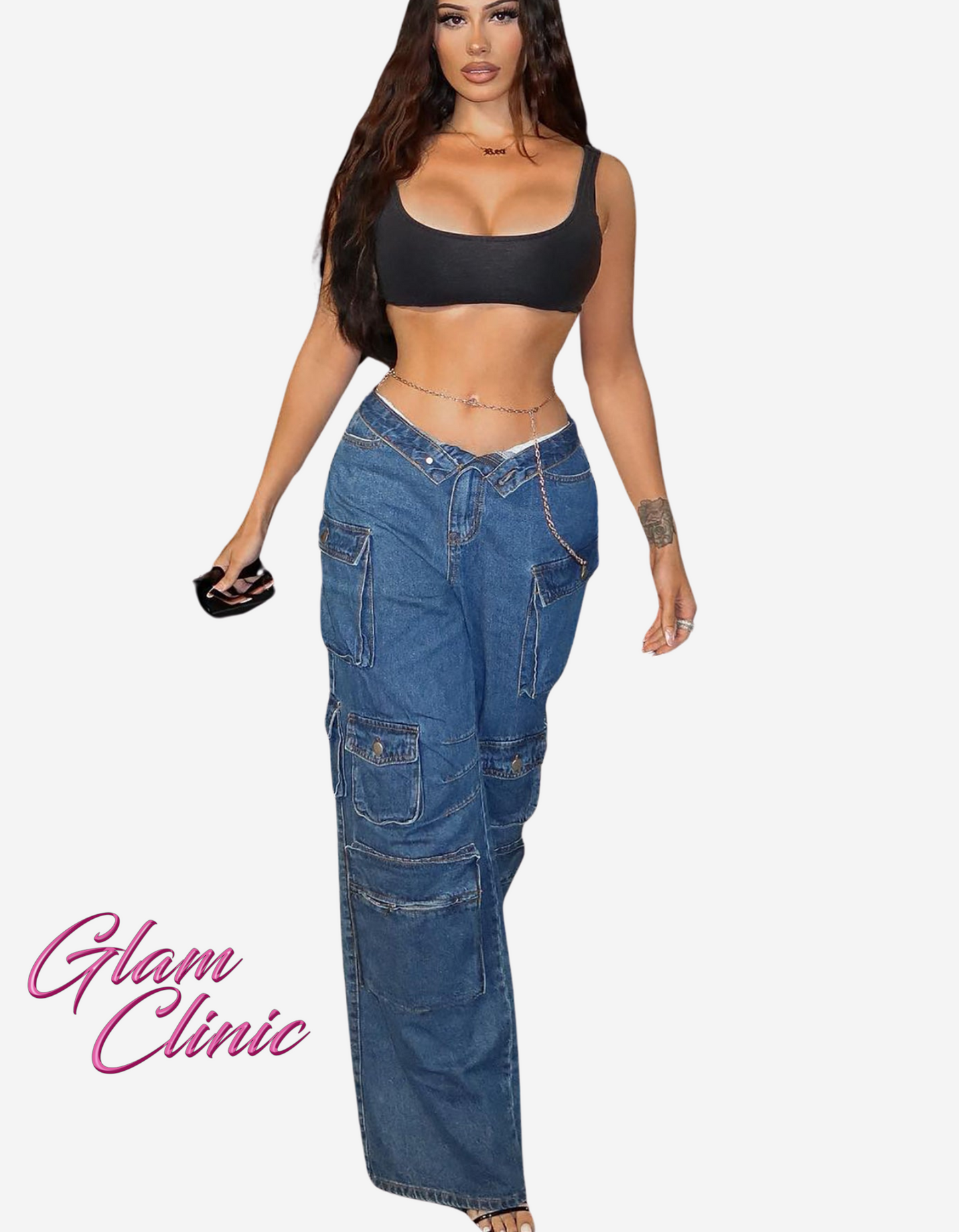 High Rise Cargo Jeans